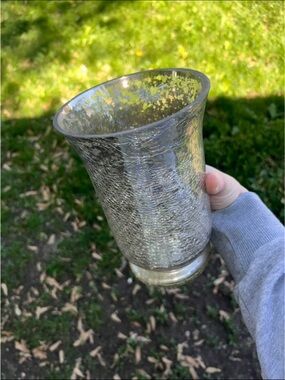Hobby Lobby Silver Crackle Glass Decorative Vase
